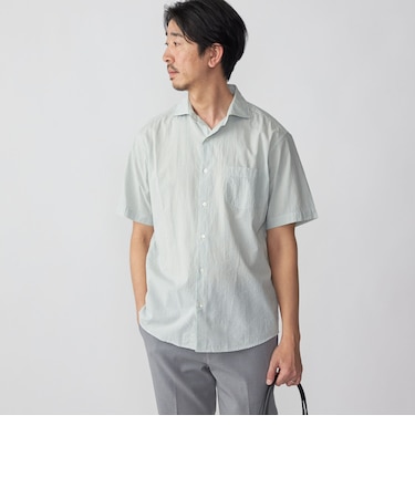 SHIPS: ボイル セミワイドカラー ストライプ ショートスリーブ シャツ