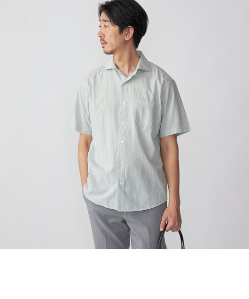 SHIPS: ボイル セミワイドカラー ストライプ ショートスリーブ シャツ