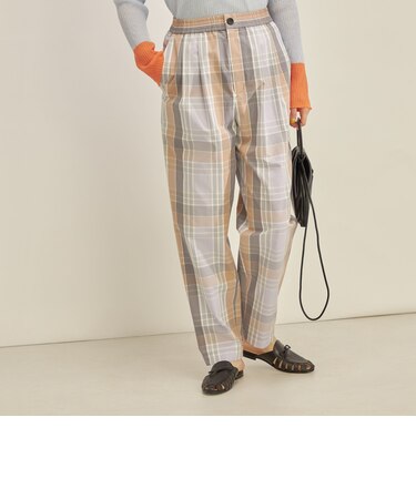 〈手洗い可能〉先染め チェック タイプライター パンツ◇