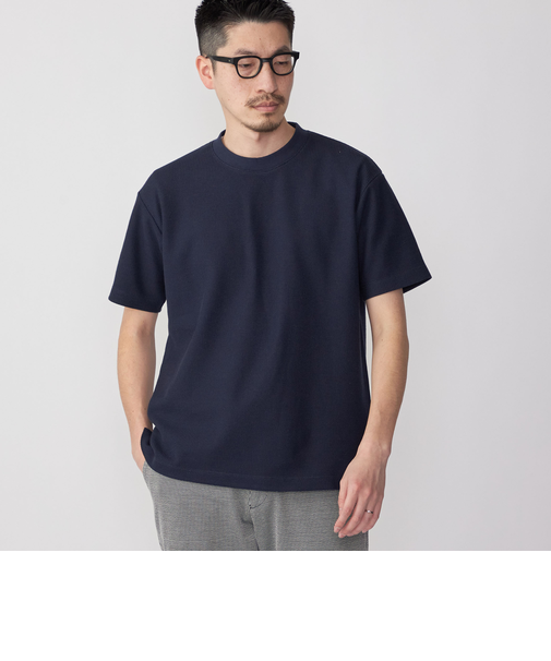 SHIPS: ダブルジャカード ピケ クルーネック Tシャツ