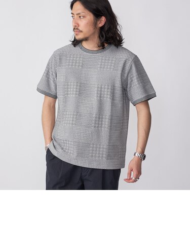 SHIPS: リンクス ジャカード ブロック クルーネック Tシャツ