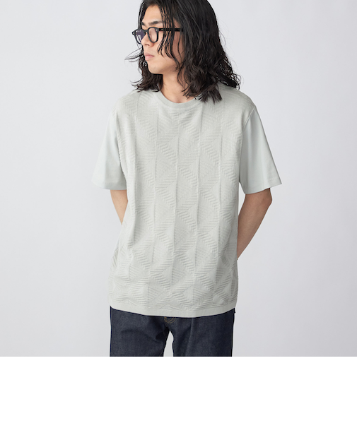 SHIPS: ジオメトリック ニットドッキング Tシャツ