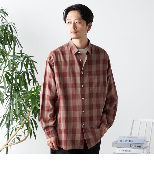 SHIPS any: オーバーサイズ レギュラーカラー チェック／ストライプ 長袖 シャツ◇