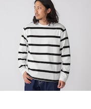 SHIPS: ワイドパネル ボーダー クルーネック Tシャツ (ロンT)