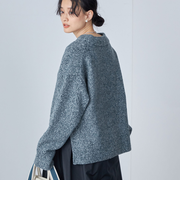 *〈手洗い可能〉Vネック スリット メランジ プルオーバー ◇