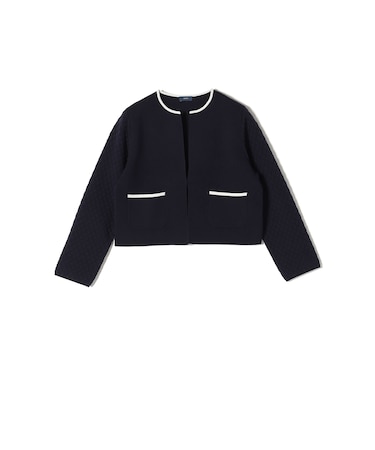 〈手洗い可能〉キルティング コンビ ニット ジャケット