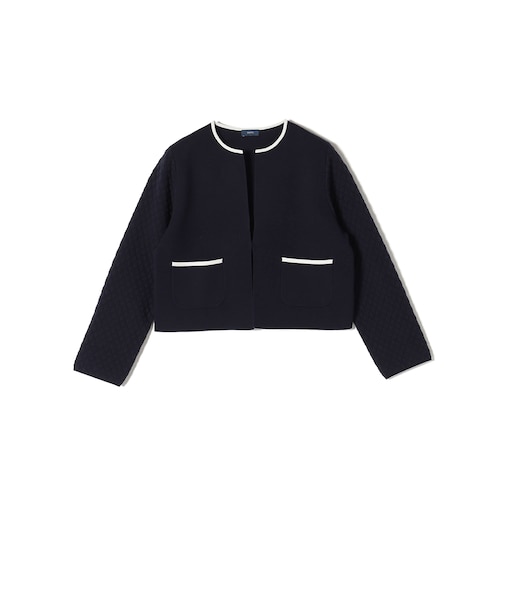 〈手洗い可能〉キルティング コンビ ニット ジャケット