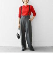 SHIPS any:〈洗濯機可能〉マニッシュ サスペンダー ワイド パンツ 2