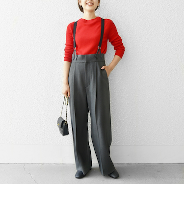 SHIPS any:〈洗濯機可能〉マニッシュ サスペンダー ワイド パンツ 2