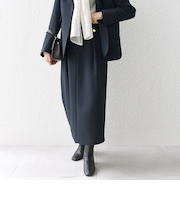 SHIPS any:〈洗濯機可能〉ダブルクロス Iライン タック スカート［NAVY BLUE］