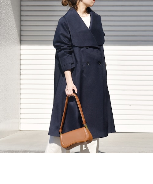 SHIPS any: ドライツイル ショールカラー Aライン コート［NAVY BLUE