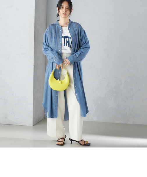 〈手洗い可能〉ランダム ピンタック デニム ワンピース 24SS ◇
