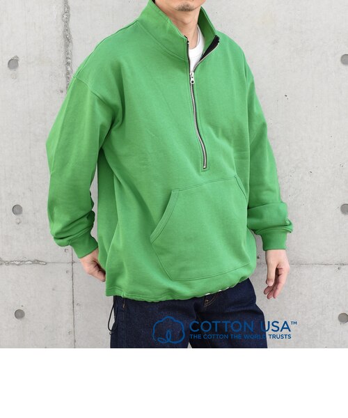 SHIPS any: COTTON USA ハーフジップ ドロスト プルオーバー