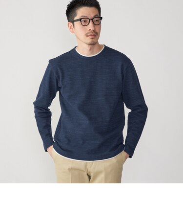 SHIPS: フェイクレイヤード ピケ クルーネック 長袖 カットソー