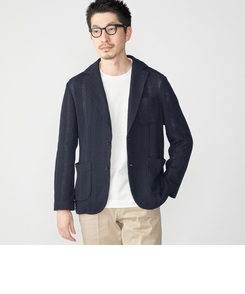 SHIPS: TEXBRID(R) ジャカード ストライプ 2ボタン ジャケット