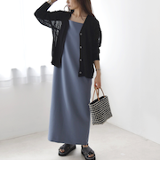 quaranciel:〈洗濯機可能〉ダブルクロス Iライン キャミソール ワンピース（セットアップ対応）