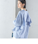 〈UVカット/手洗い可能〉ストライプ バック ラッフル ブラウス 24SS ◇