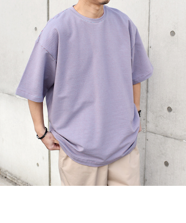 SHIPS any: マイクロボーダー ミニ裏毛 ライト スウェット ライク Tシャツ◇