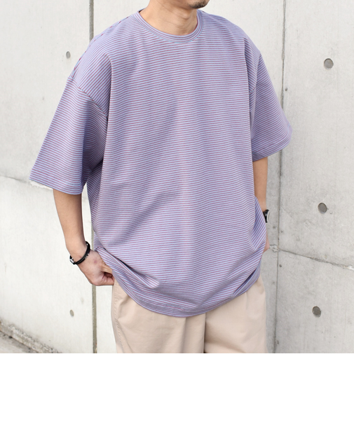 SHIPS any: マイクロボーダー ミニ裏毛 ライト スウェット ライク Tシャツ◇