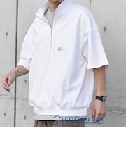 SHIPS any: COTTON USA ワンポイント ロゴ ハーフジップ Tシャツ◇