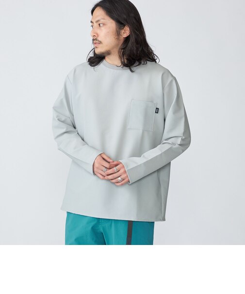 SHIPS: COOLMAX(R) シアサッカー 長袖 Tシャツ