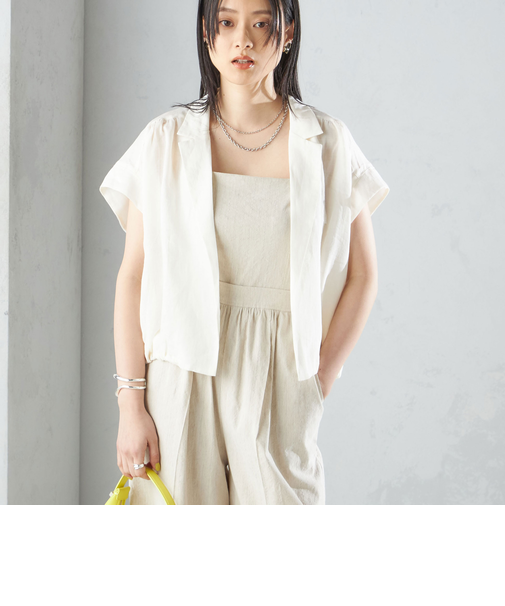 〈手洗い可能〉リネン ラペル デザイン 羽織 シャツ ◇