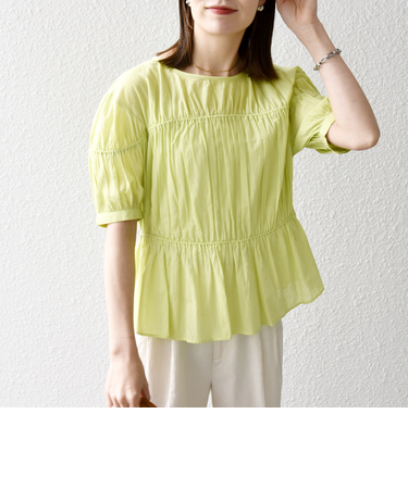 SHIPS any:〈洗濯機可能〉コード リボン パフスリーブ ブラウス