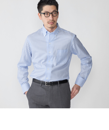 SHIPS: パナマ織り イタリアンボタンダウン ロンスト シャツ