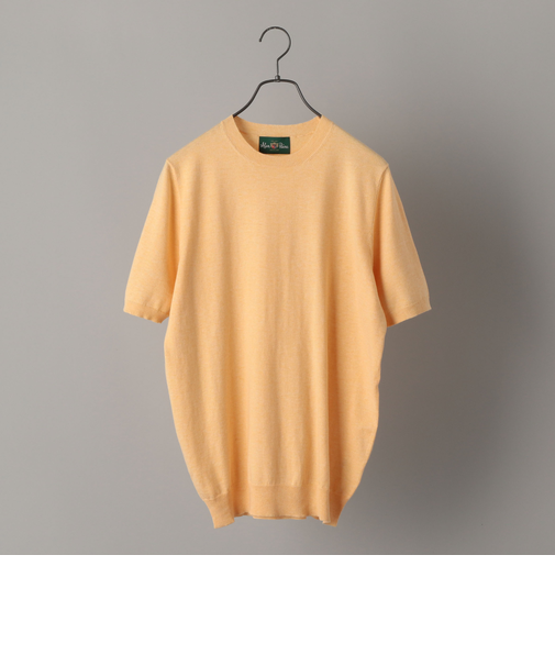 ALAN PAINE : コットン/シルク/ウール クルーネック半袖Tシャツ