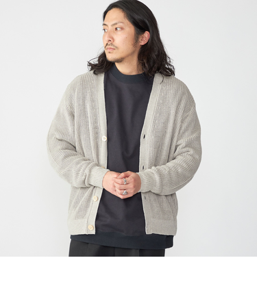 SHIPS: 9GG サンフェード リネン Vネック カーディガン