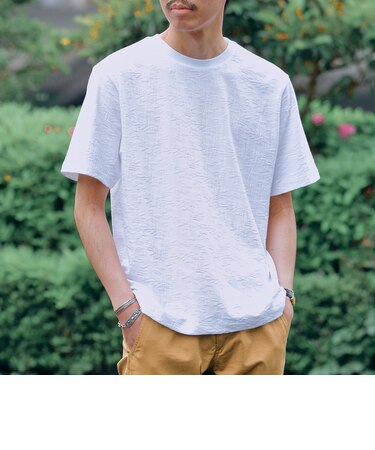 SHIPS: リンクス ジャカード リーフ柄 Tシャツ