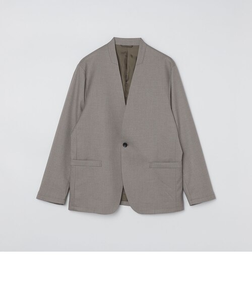 SHIPS 【新品】薄手ウールノーカラージャケット グレージュ SHIPS Colors: 〈手洗い可能〉ウールライク ノーカラー ジャケット