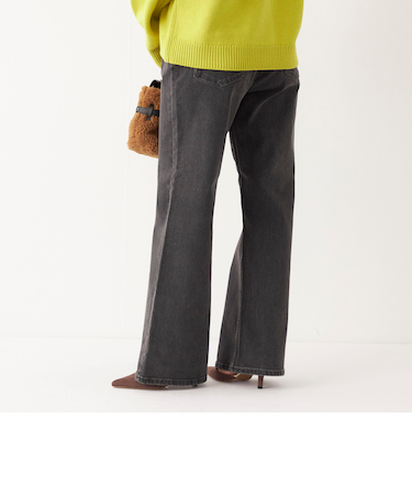 SHIPS Colors:デニム セミフレア パンツ グレー