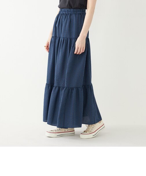 SHIPS Colors:〈手洗い可能〉ギンガムチェック ティアード スカート