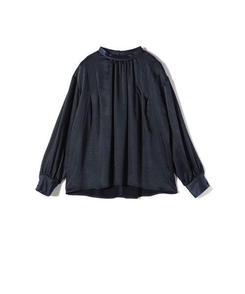 SHIPS Colors:〈手洗い可能〉サテン ハイネック タック ブラウス