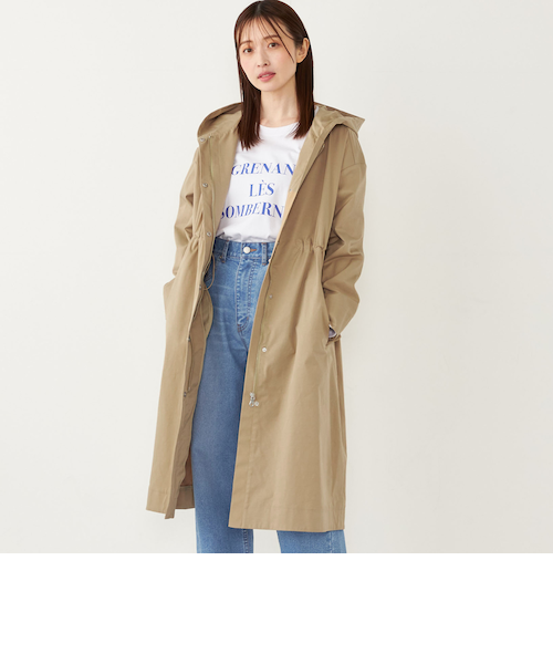 SHIPS Colors:〈手洗い可能〉テントライン フーデッド コート
