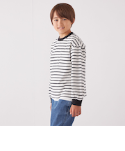 SHIPS any: リンガーネック ボーダー 長袖 ポケット Tシャツ<KIDS>