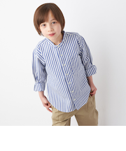 SHIPS any:  STANDARD ストライプ バンドカラー シャツ<KIDS>
