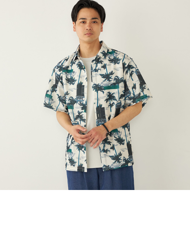 SHIPS Colors:〈洗濯機可能〉メッシュ 総柄 プリント シャツ