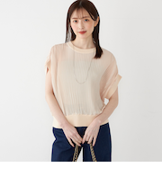 SHIPS Colors:〈手洗い可能〉プリーツ ニット コンビ プルオーバー