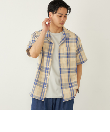 SHIPS Colors: 〈洗濯機可能〉 カラミ チェック オープンカラー シャツ