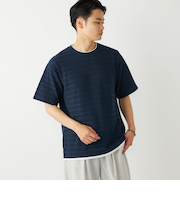 SHIPS Colors:フェイクレイヤード ボーダー Tシャツ