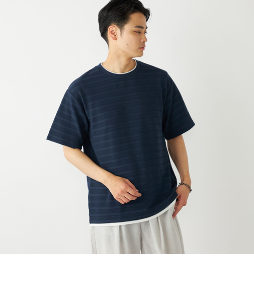 SHIPS Colors:フェイクレイヤード ボーダー Tシャツ