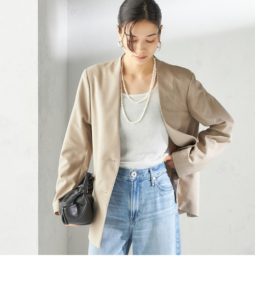 手洗い可能〉Asami 麻調合繊 カラー レス ジャケット 2