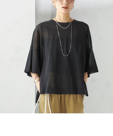 〈手洗い可能〉18G フィルミーコットン ワイド ショート スリーブ プルオーバー