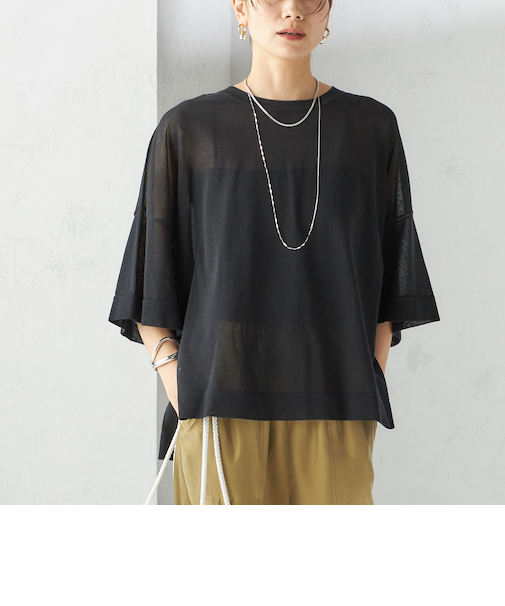 〈手洗い可能〉18G フィルミーコットン ワイド ショート スリーブ プルオーバー