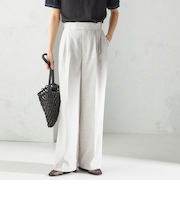 〈手洗い可能〉Asami 麻調合繊 2タック ワイドパンツ