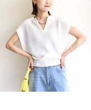 〈手洗い可能〉ポリエステル 麻 スキッパー プルオーバー
