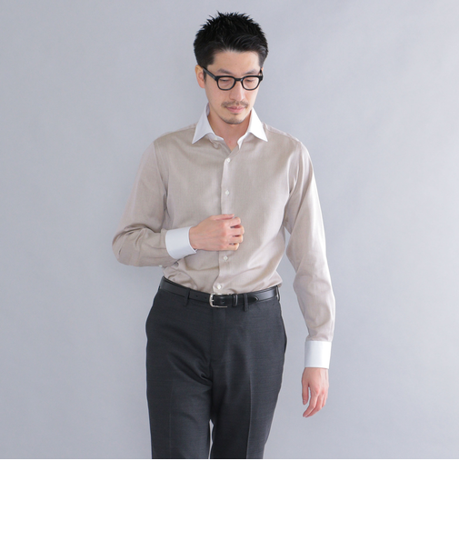 SHIPS: イージーアイロン ワイドカラー  クレリック シャツ