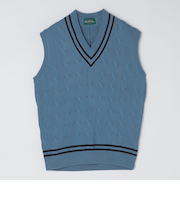 ALANPAINE: 7ゲージ ケーブル編み コットン クリケット ニット ベスト